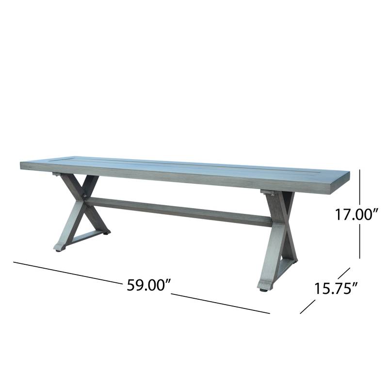 Chic Gray Aluminum Outdoor Bench