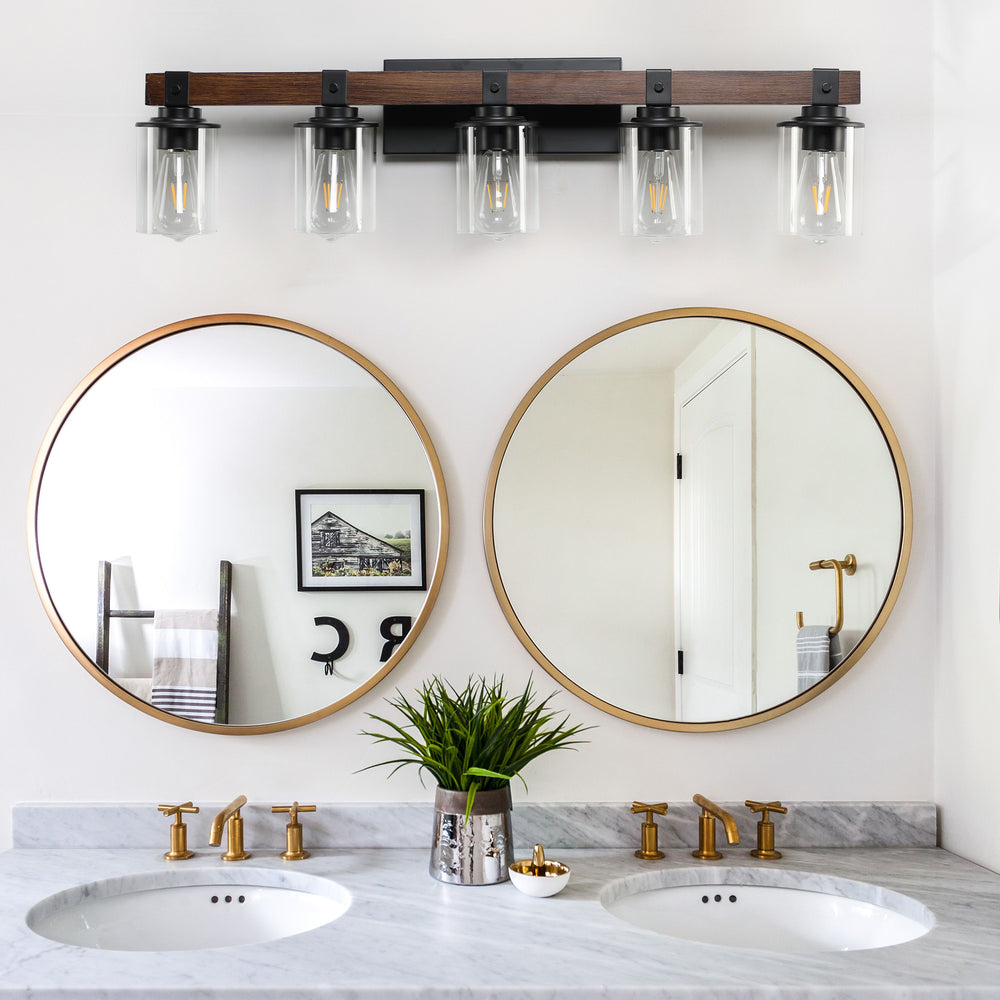 Rustic 5-Light Farmhouse Bathroom Vanity Fixture