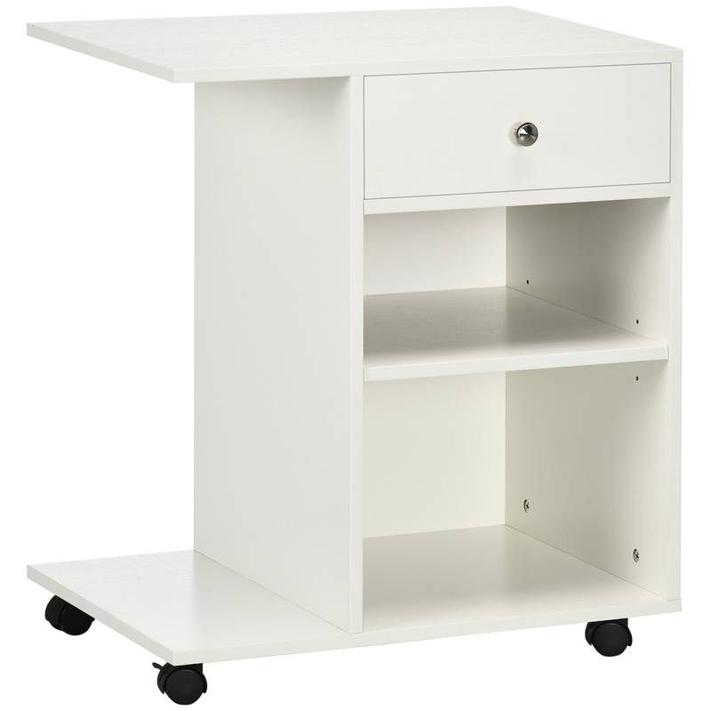 Rolling Mobile Printer Cart with Adjustable Shelf and Drawer
