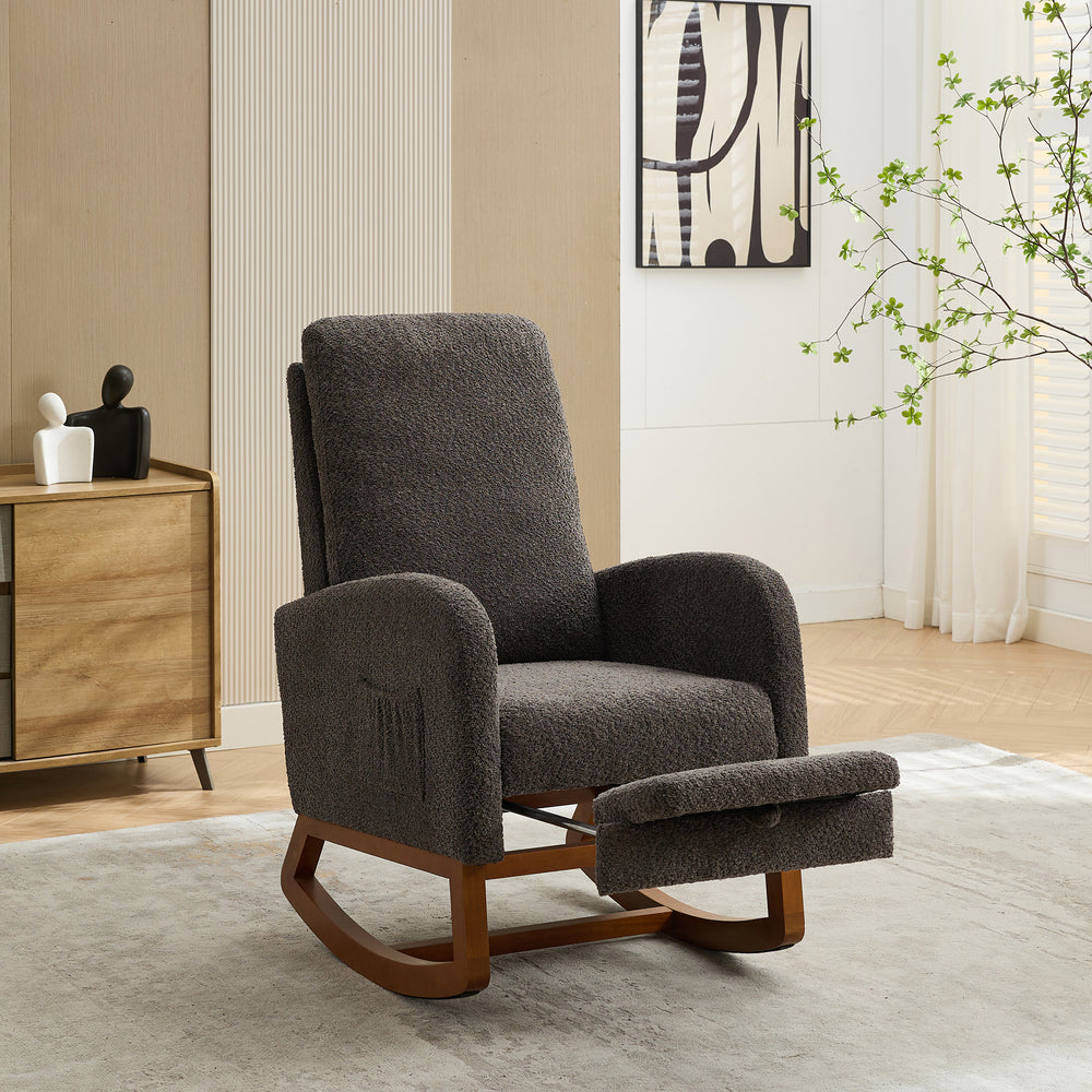 Cozy Glider Rocking Chair with Footrest - Charcoal