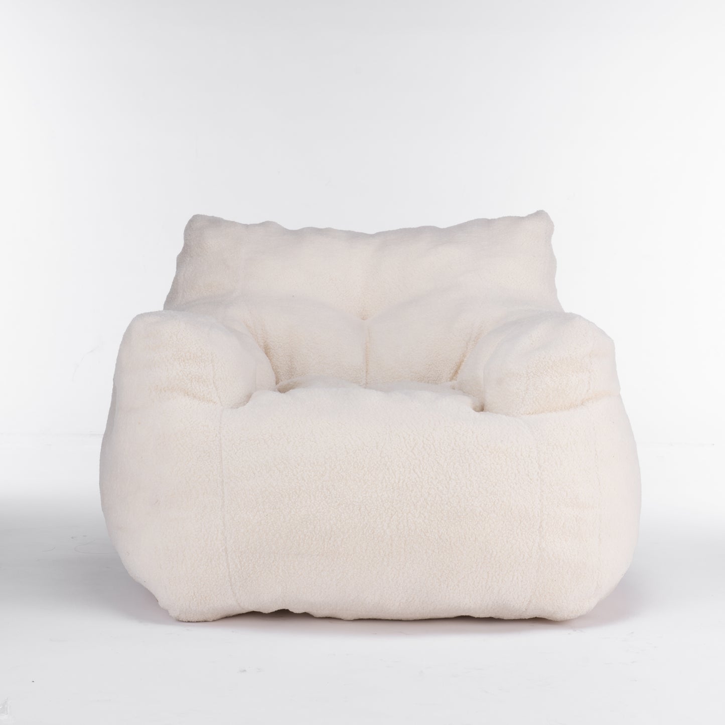 Cozy Teddy Bean Bag Chair in Ivory White