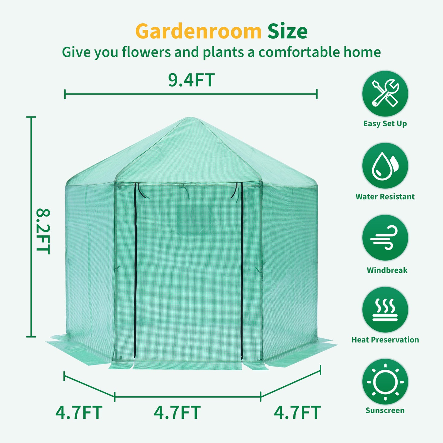 Hexagon Haven: Durable Walk-in Greenhouse