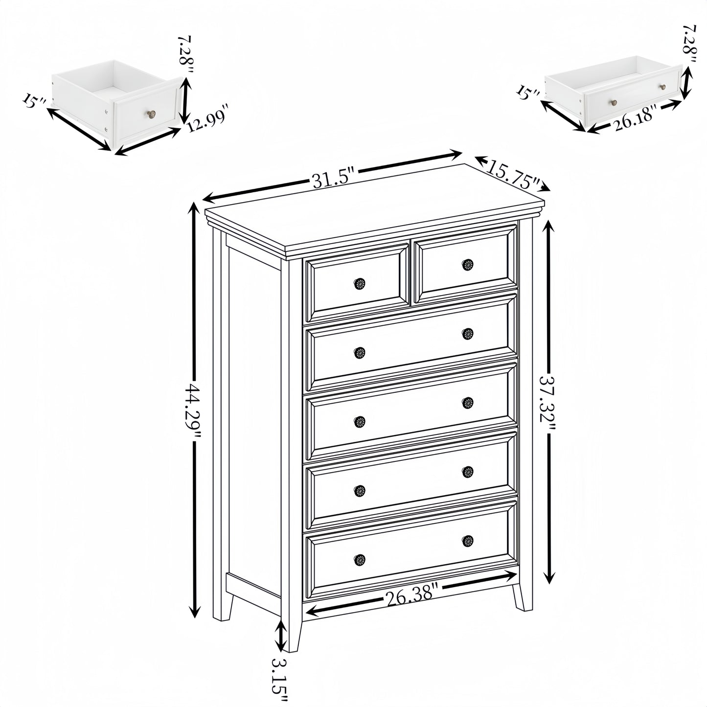 Chic Storage Dresser with Six Drawers