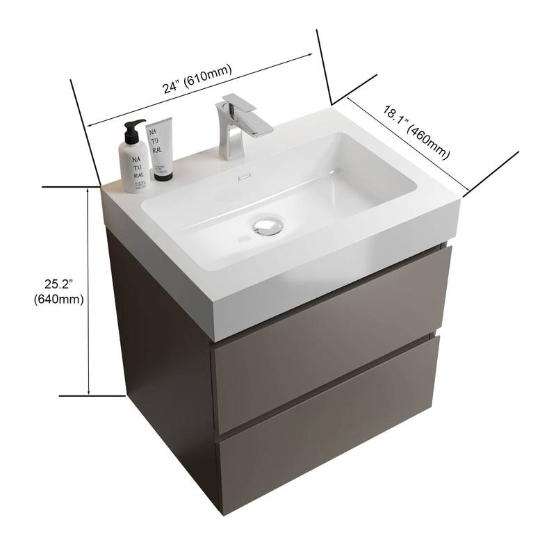Sleek Gray Floating Vanity with Sink