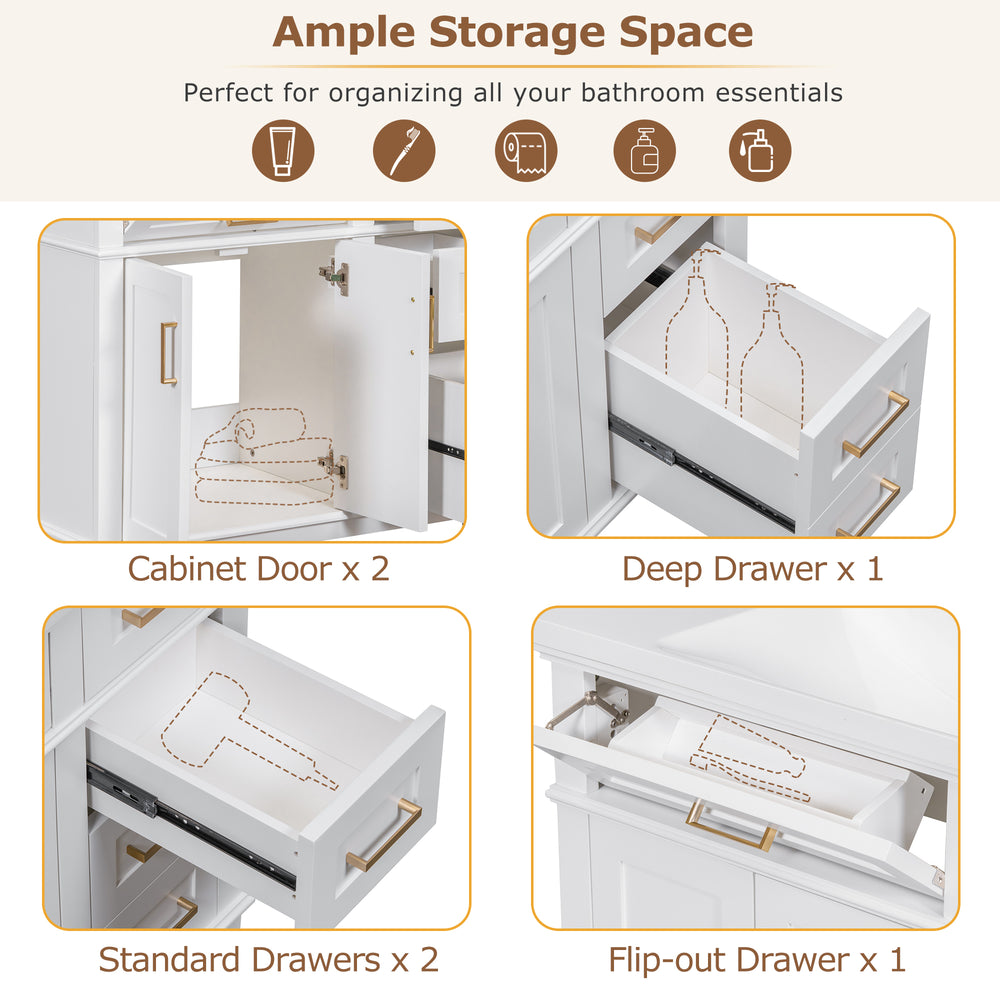 Sleek White Modern Bathroom Vanity Cabinet