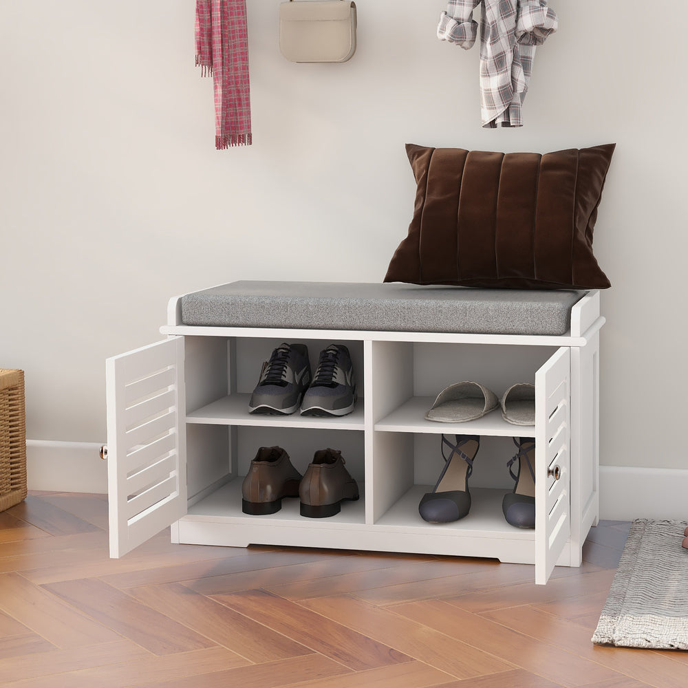 Cozy Entryway Shoe Bench with Barn Doors