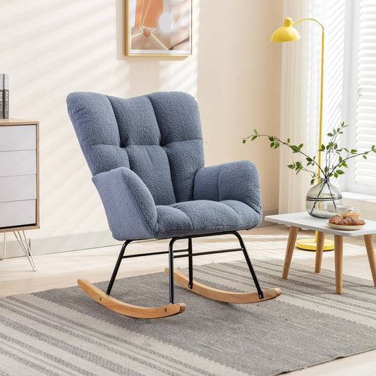 Cozy Teddy Rocking Chair in Light Blue