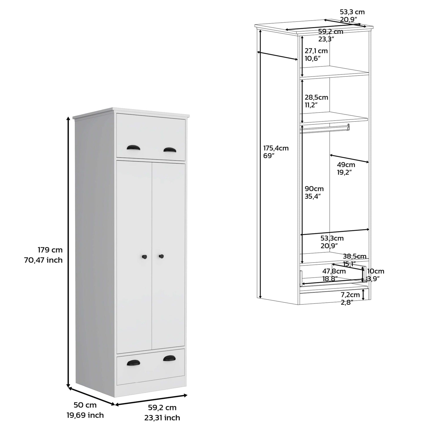 Chic Storage Dresser with Hanging Space