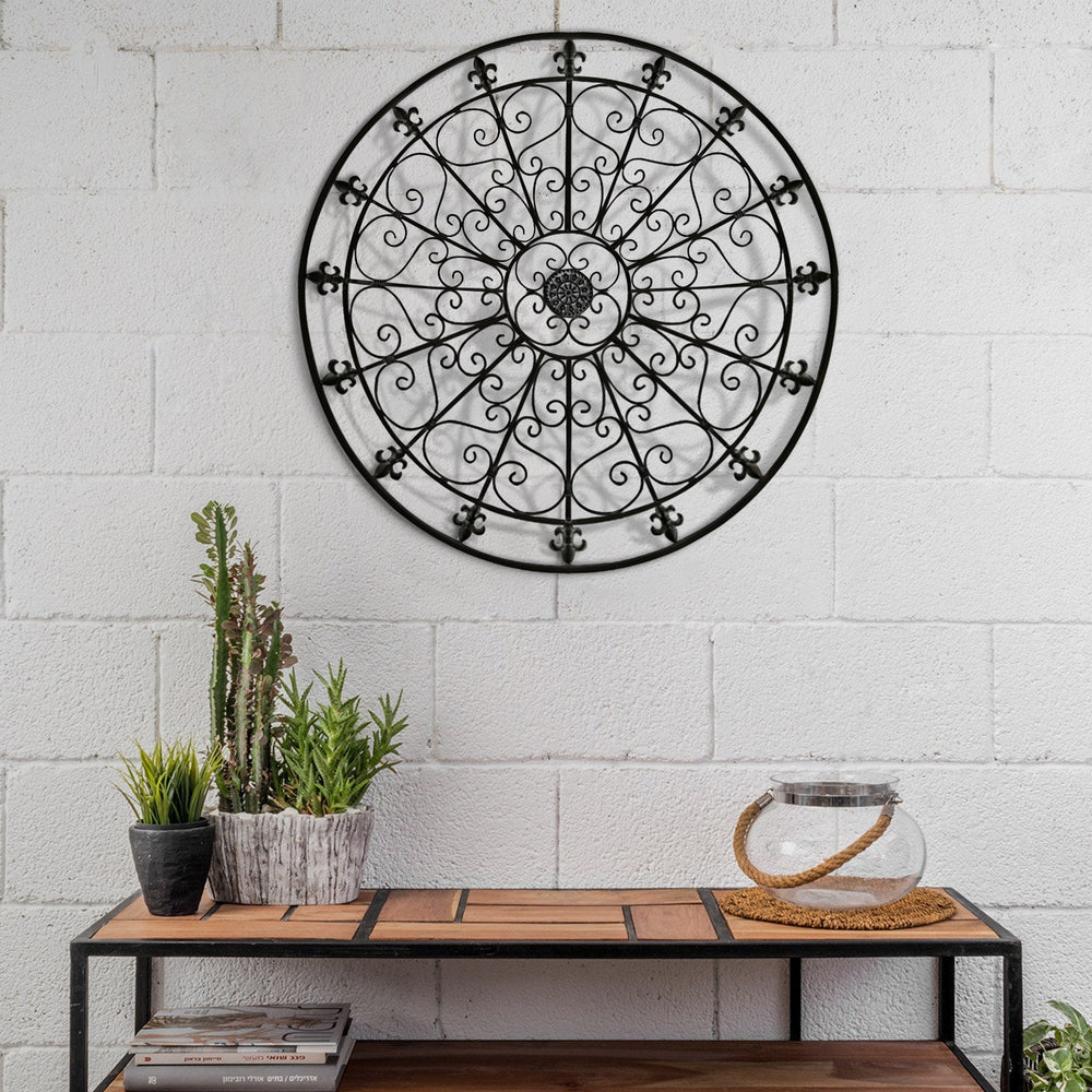 Handmade Antique Black Round Medallion Wall Art