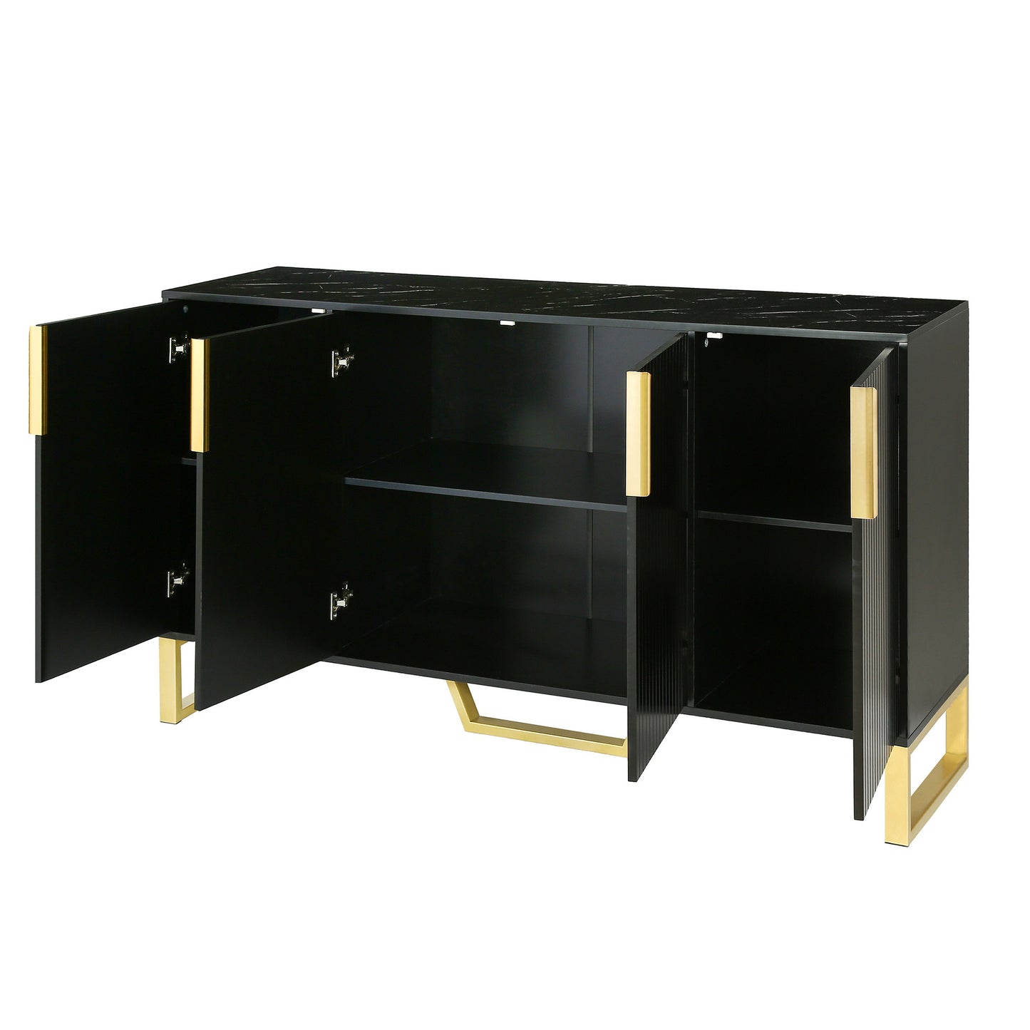 Sleek Black Modern Sideboard with Adjustable Shelves