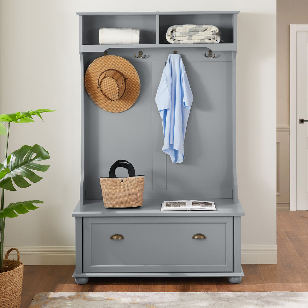 Nautical Chic Entryway Bench with Storage