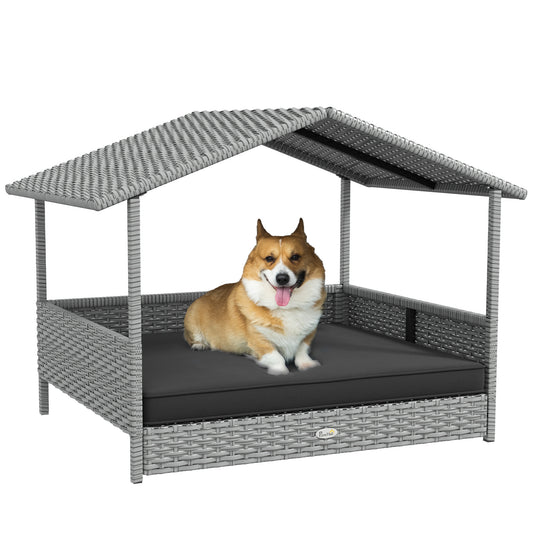 Cozy Canopy Wicker Dog House