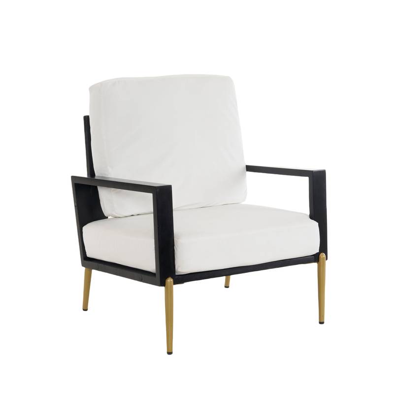 Chic White Accent Armchair with Gold Legs
