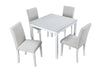 Chic White Wooden Dining Set with Plush Chairs