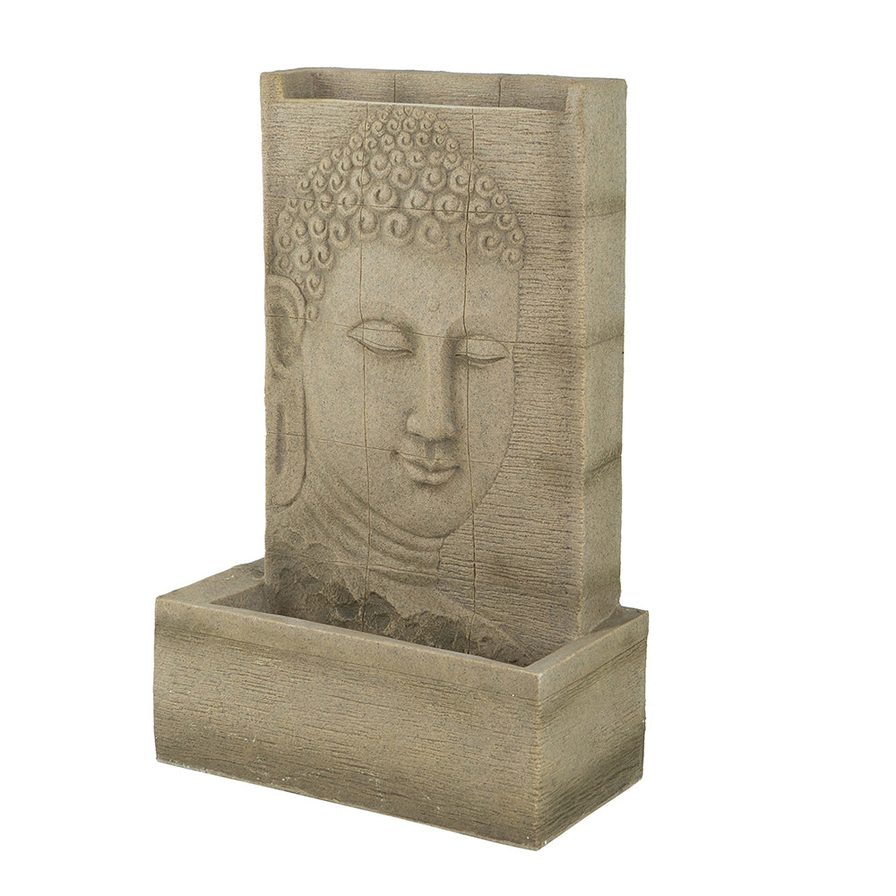 Serene Sandstone Buddha Water Fountain with Light