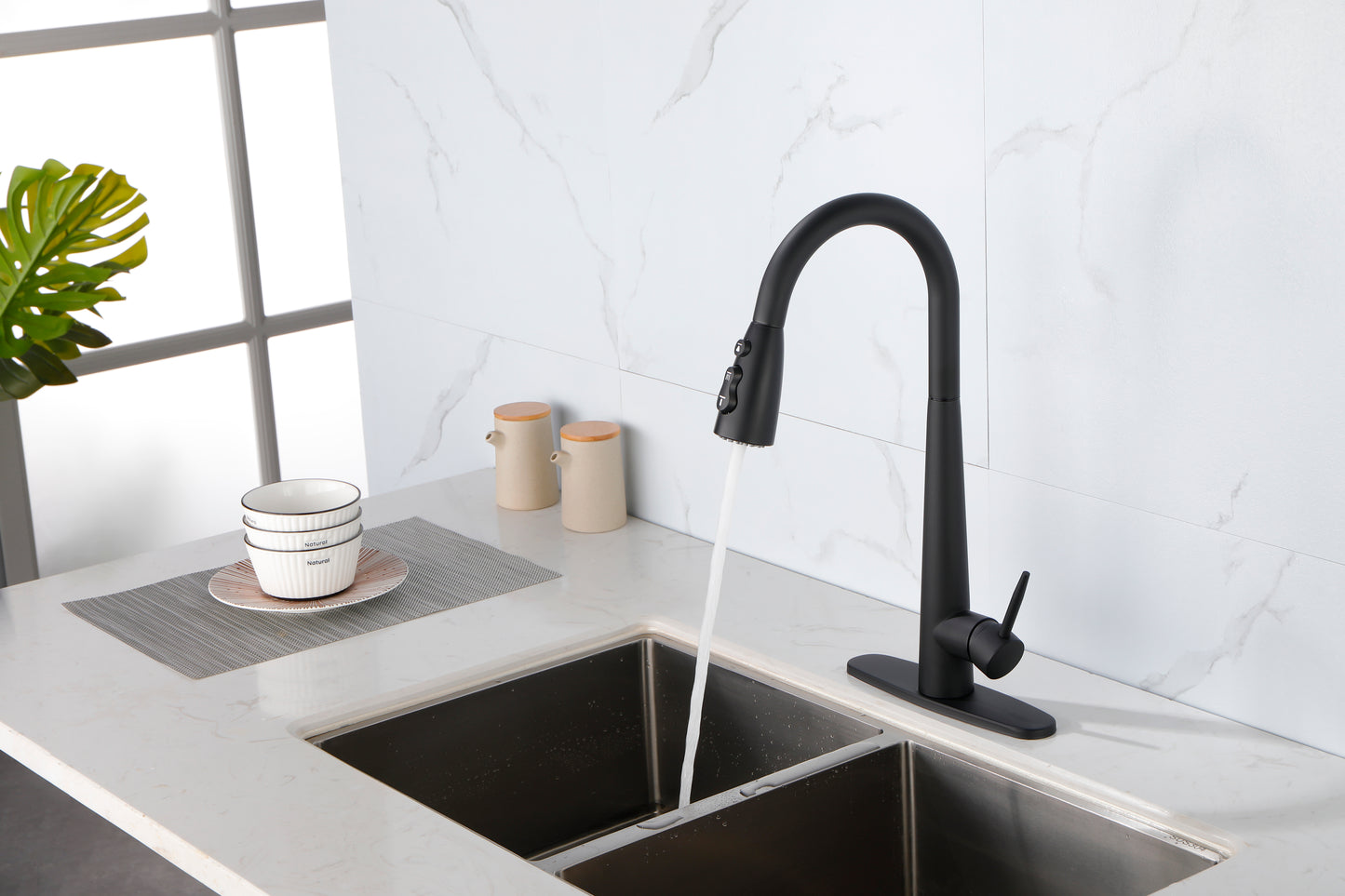 Matte Black Pull Down Kitchen Faucet