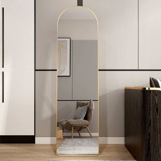 Chic Arched Gold Wall Mirror - Perfect for Makeup or Display