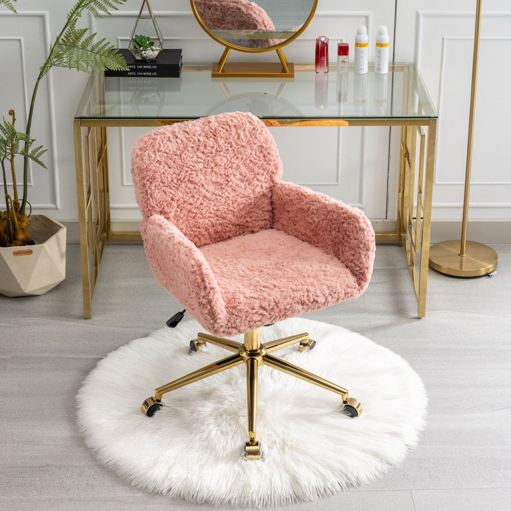 Chic Pink Office Chair with Golden Base