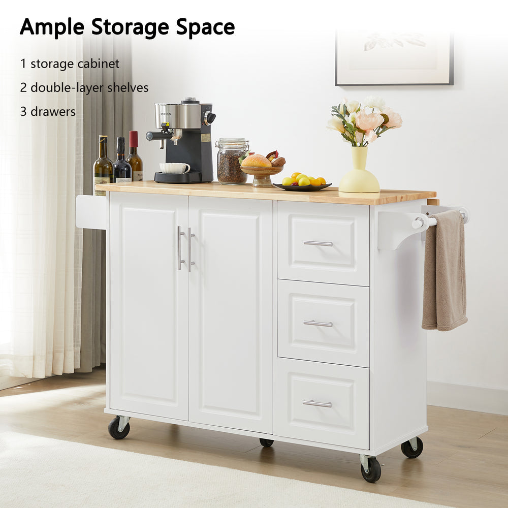 Versatile Rolling Kitchen Island with Drop Leaf и Storage Solutions