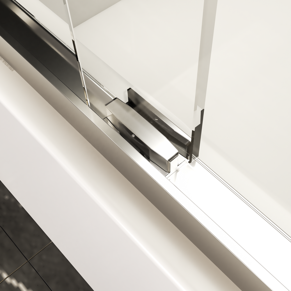 Sleek Chrome Semi-Frameless Sliding Tub Door