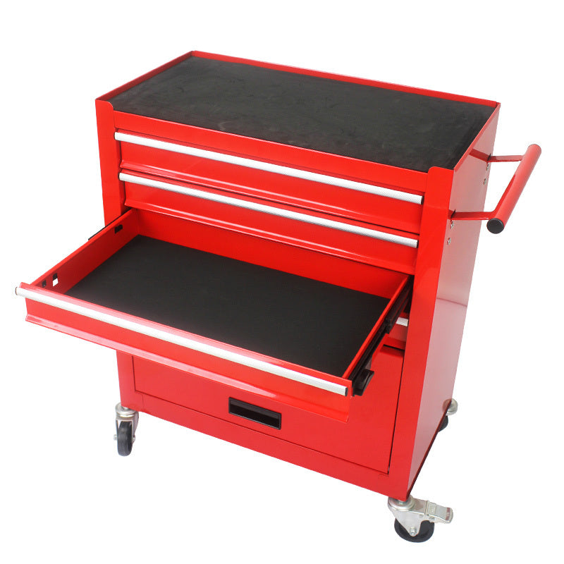 Rolling Red Tool Cart with Four Drawers