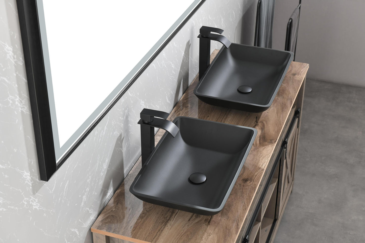 Sleek Black Vessel Sink Set