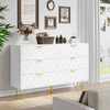 Chic White Wooden Dresser with Gold Accents