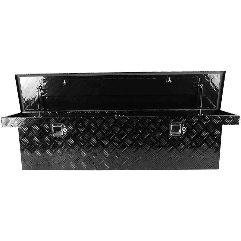 Heavy-Duty Truck Bed Toolbox - Sleek Black Aluminum Design