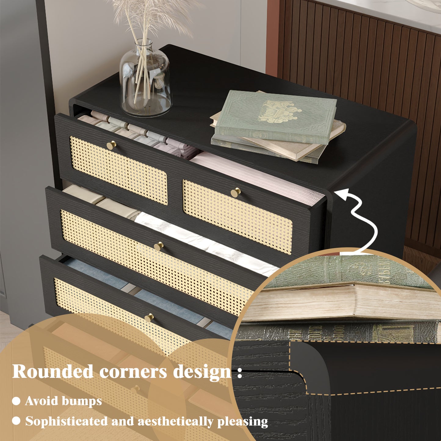 Rattan Charm Dresser - Stylish Storage for Any Room