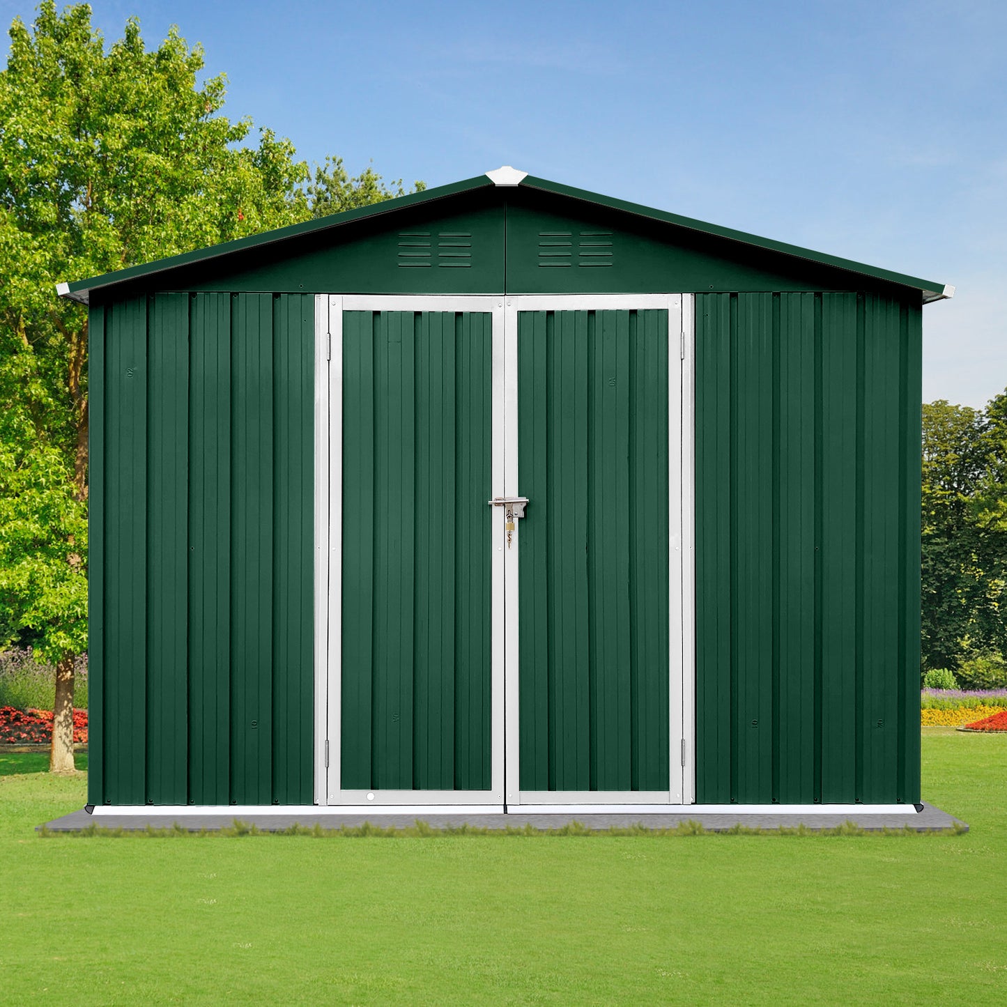 Charming Green & White Garden Shed