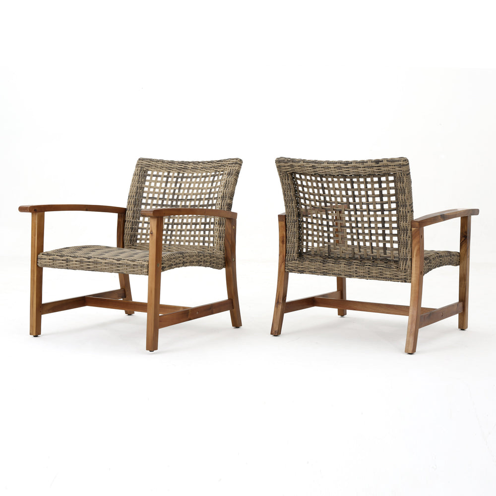 Chic Duo: Hampton Wood & Wicker Chairs