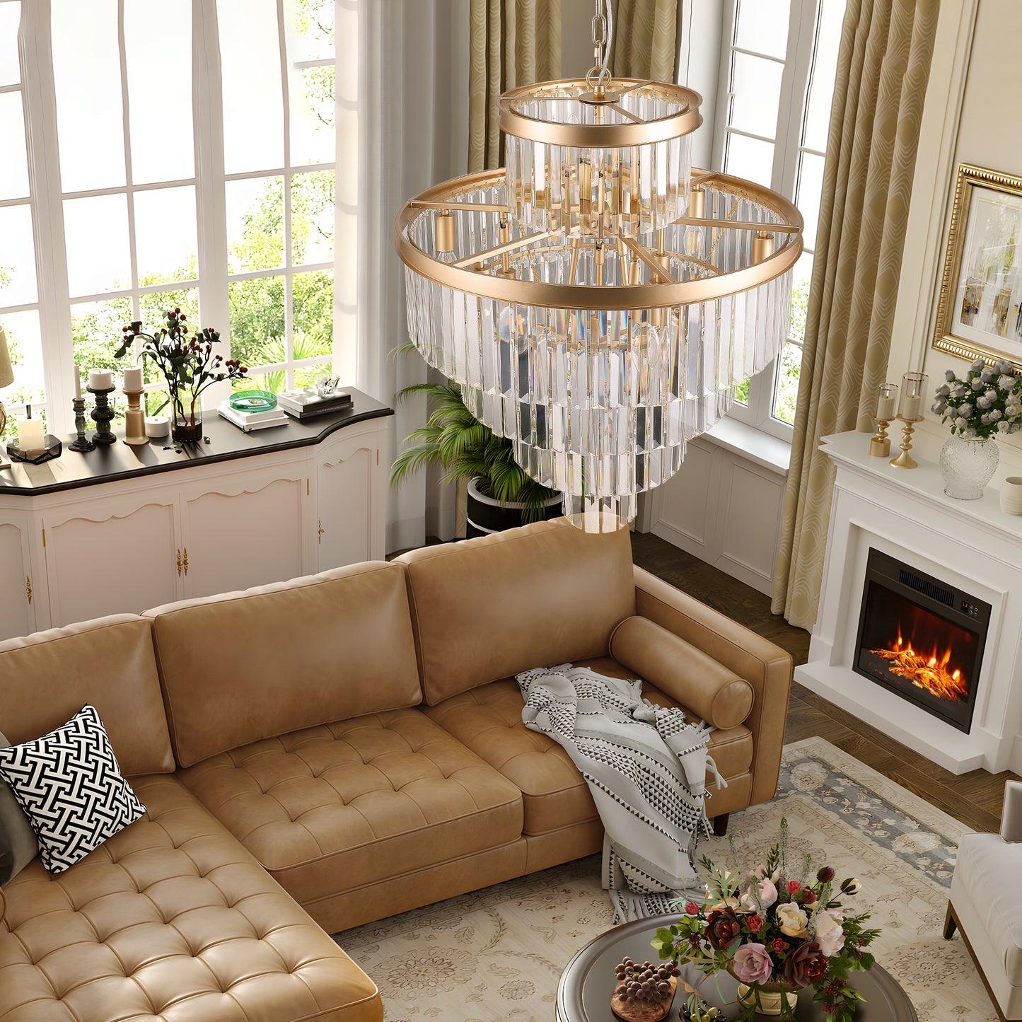 Radiant Gold Crystal Chandelier