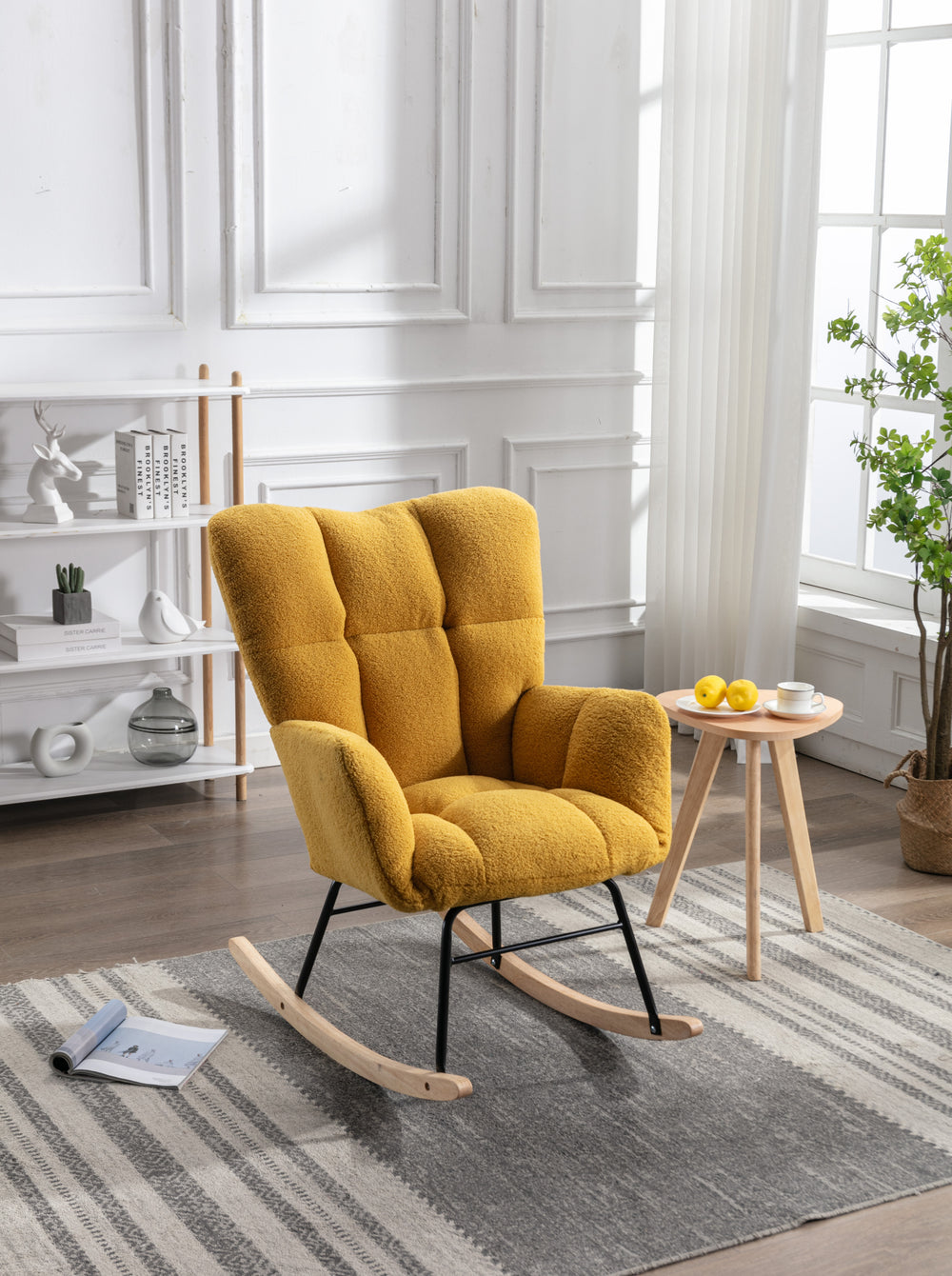 Cozy Yellow Mid-Century Rocking Chair