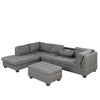 Cozy Gray Reversible Sectional Sofa with Storage Ottoman