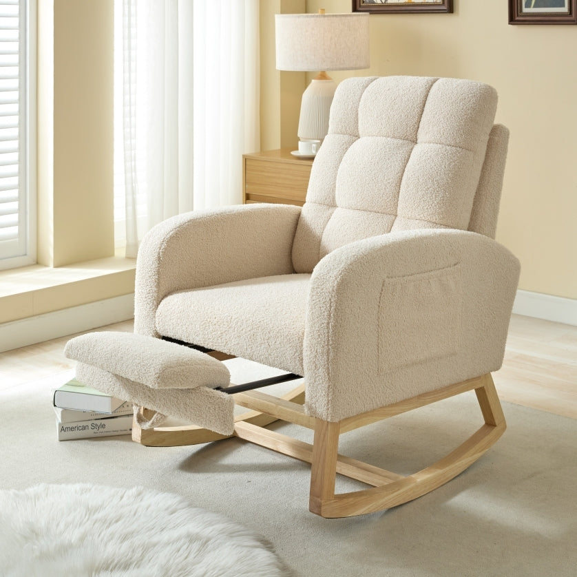 Cozy Rocking Lounge Chair with Footrest & Side Pocket