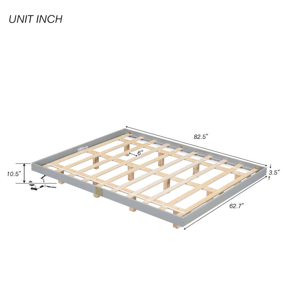 Modern Queen Floating Bed with Under-Lit Glow