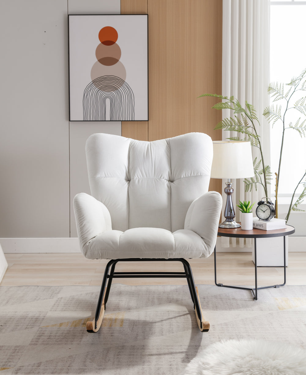 Velvet Mid-Century Rocking Chair - Cozy & Chic for Your Space