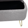 Chic Grey Faux Fur Storage Ottoman Bench