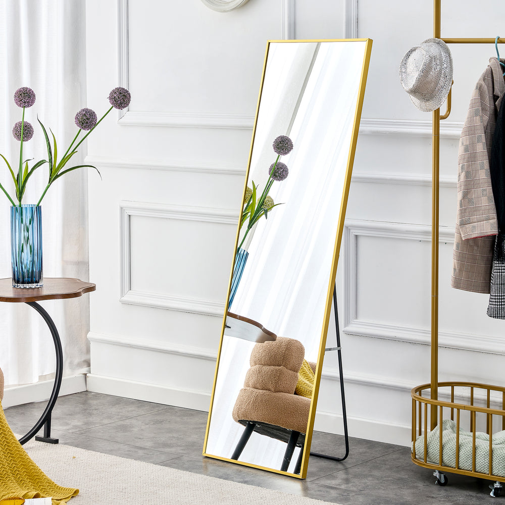 Sleek Golden Wall Mirror - Elevate Your Space!