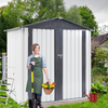 Stylish Gray and White Garden Shed for Outdoor Tool Storage