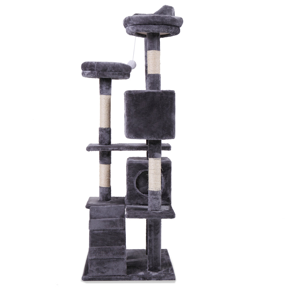 Cozy Cat Haven: Plush Tree with Scratching Ball & Ladders