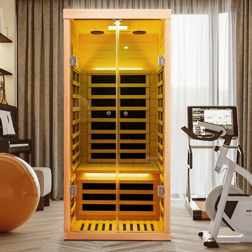 Cozy Glass Hemlock Indoor Infrared Sauna for One