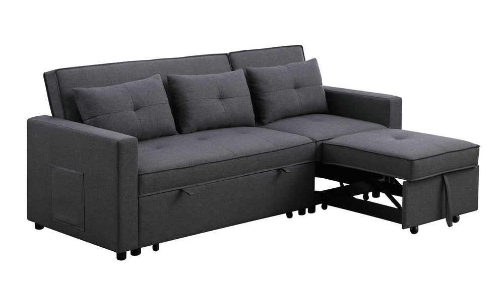 Cozy Gray Sleeper Sofa with Handy Pocket