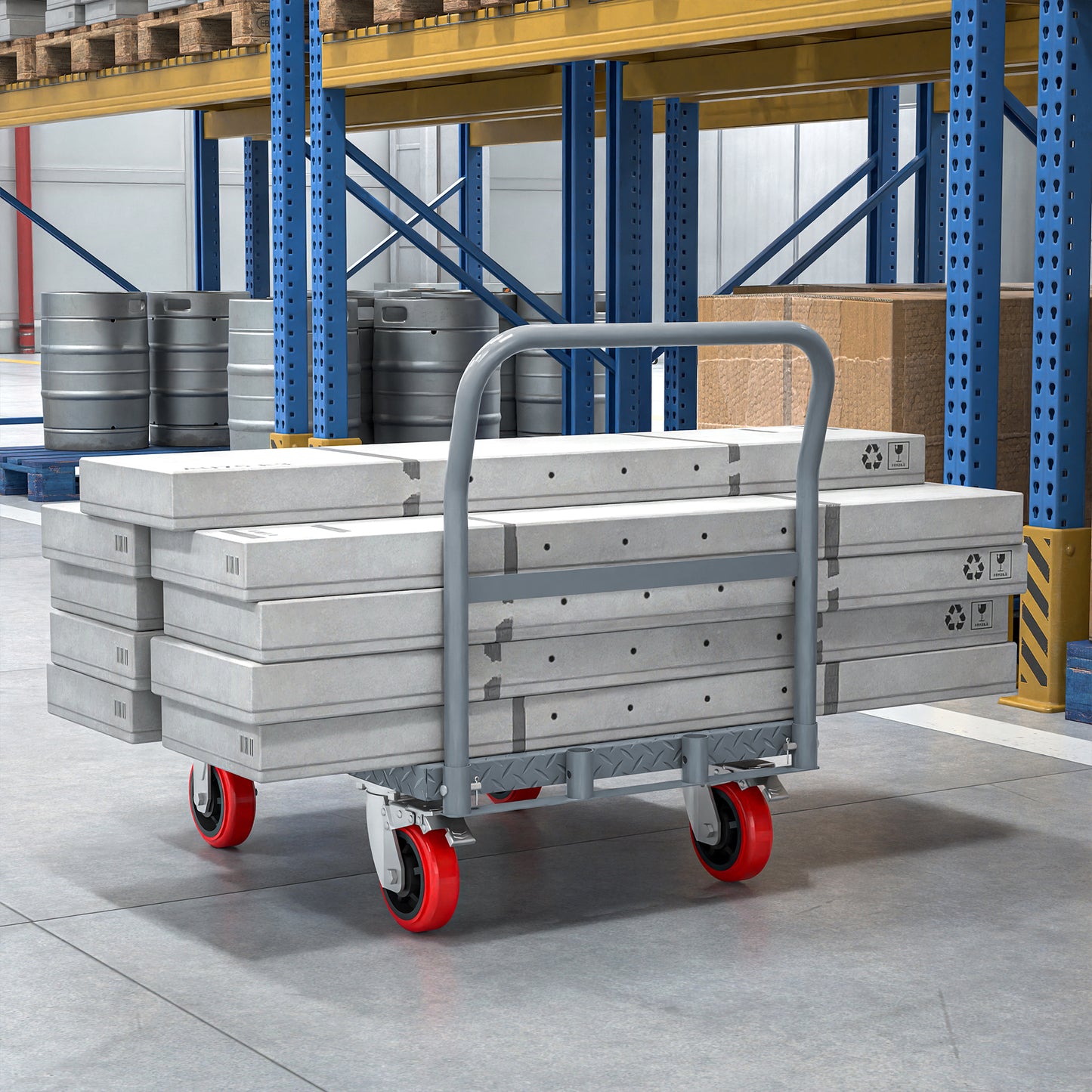 Heavy-Duty Steel Panel Cart with Handrails