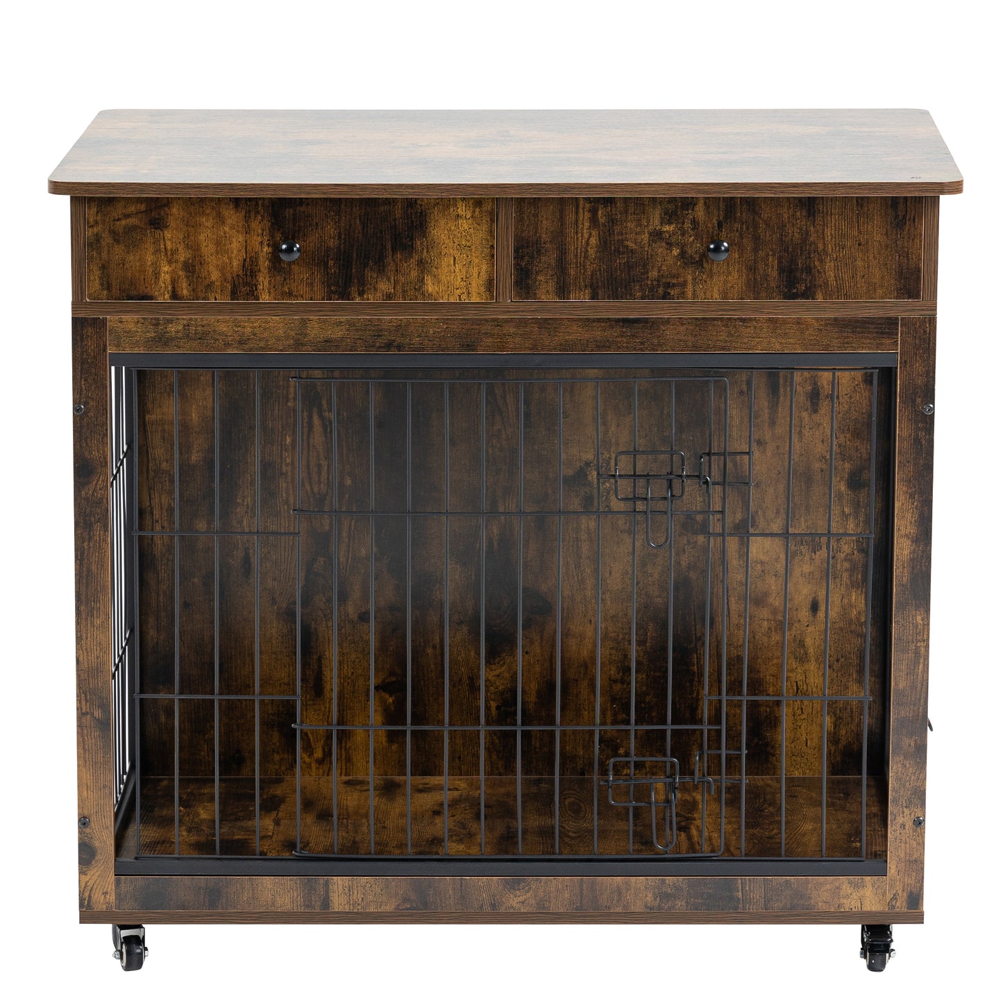 Rustic Dog Crate End Table with Storage