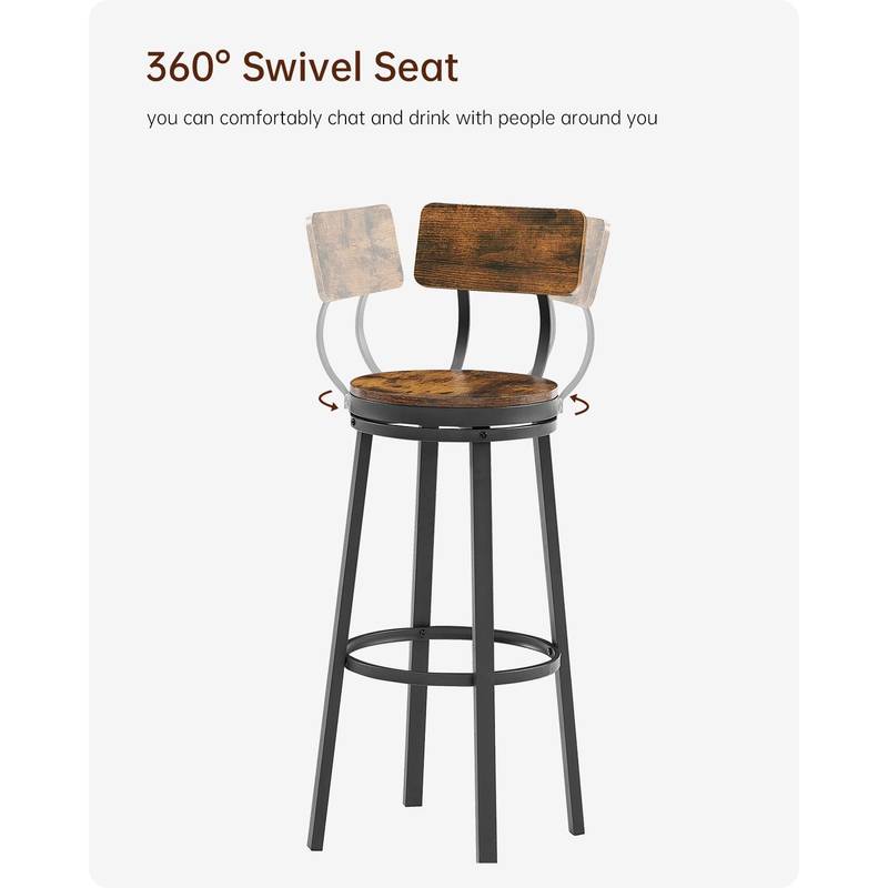 Rustic Swivel Bar Stools – Set of Two