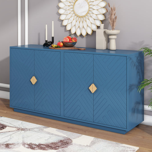 Chic Navy Sideboard with Stylish Handles & Adjustable Shelves