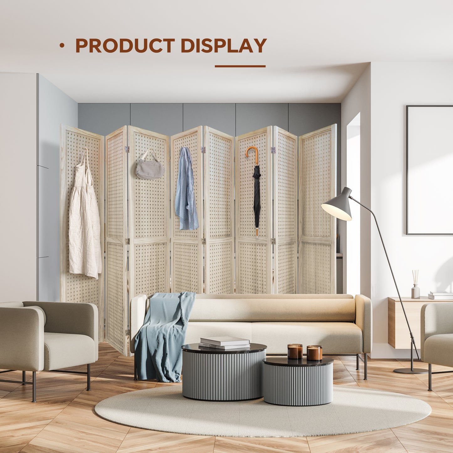 “Chic Wooden Folding Room Divider & Display”