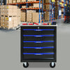 Rolling Tool Cart with 5 Drawers - Black & Blue