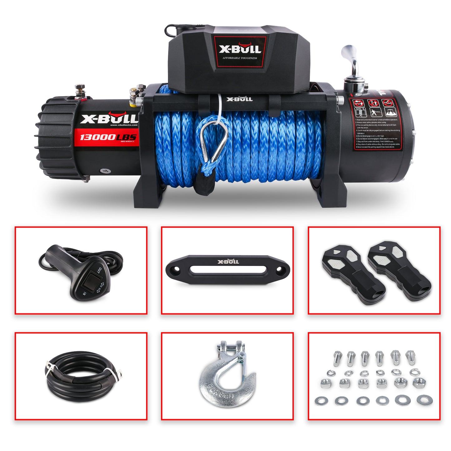 X-BULL Powerful Electric Winch with Synthetic Blue Rope